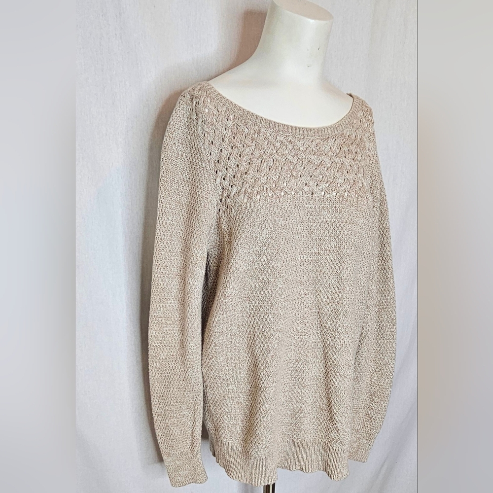 LOFT Ann Taylor Textured Knit‎ Beige Sweater Size M